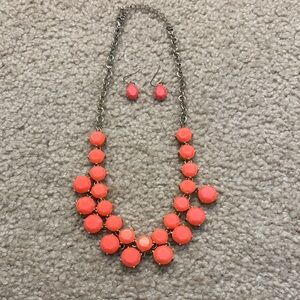 Vibrant Coral Necklace and Earring Set